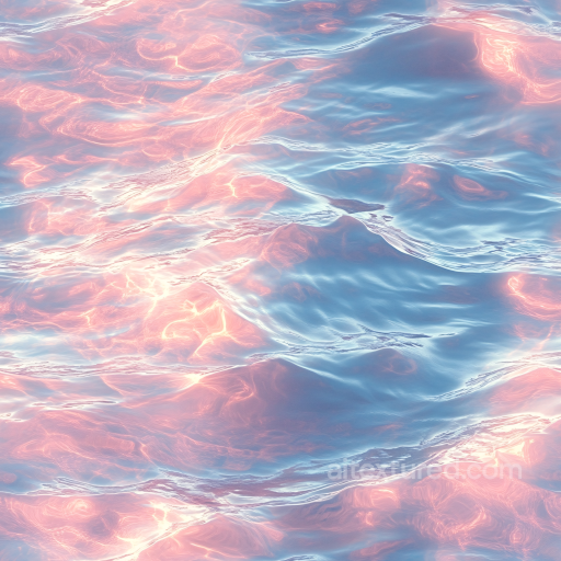 Water PBR Texture with Pastel Sunset Ocean Surface and Soft Waves seamless Water PBR texture