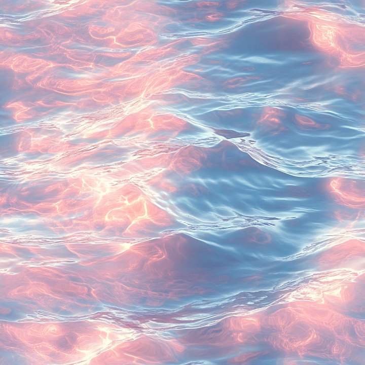 Water with Pastel Sunset Ocean Surface and Soft Waves seamless PBR texture preview