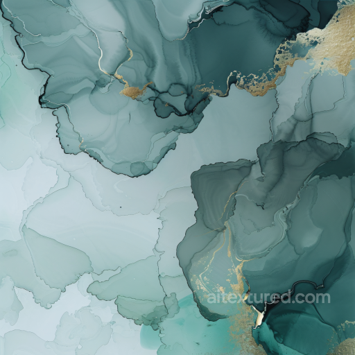 Alcohol Ink PBR Texture with Teal Shades and Gold Veining seamless Alcohol ink PBR texture