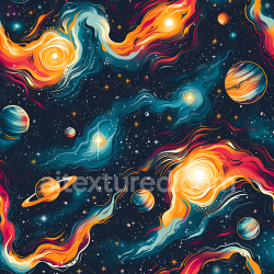 seamless Seamless 3D cosmic nebula PBR texture with vibrant swirling stars and planets texture 8k free download PBR