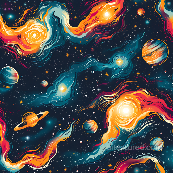 cosmic nebula PBR texture with vibrant swirling stars and planets Star, space, planets texture preview