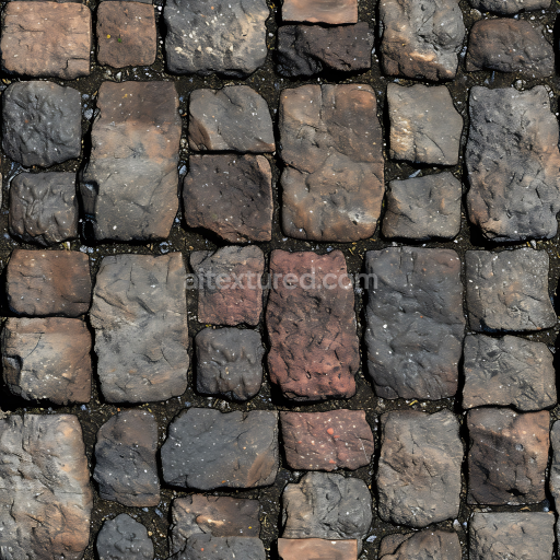 Seamless 3D Weathered Cobblestone Street PBR Texture in Earthy Browns and Grays