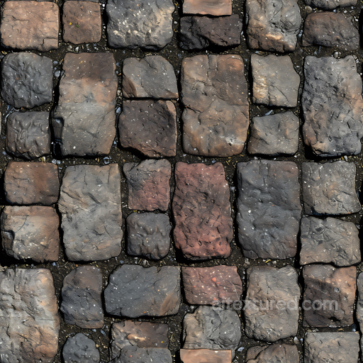 Weathered Cobblestone Street PBR Texture in Earthy Browns and Grays seamless Stone PBR texture