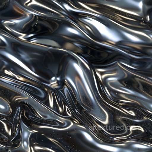 Seamless 3D PBR Texture of Glossy Black Fluid-Like Surface with Reflective Highlights texture preview