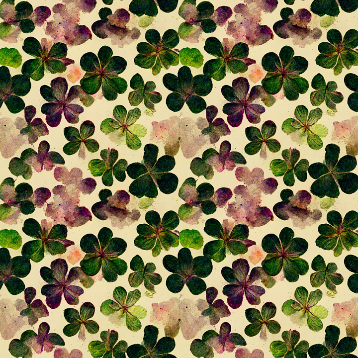 with Four-Leaf Clover Botanical Pattern seamless PBR texture preview