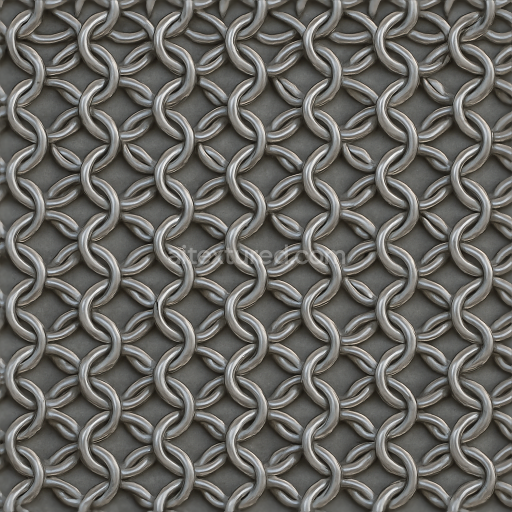 Seamless 3d texture pbr 8k of silver gray chainmail armor with overlapping rings