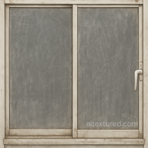 Seamless 8K PBR 3D texture of sliding window with scratched glass and subtle dirt buildup… seamless Window PBR texture