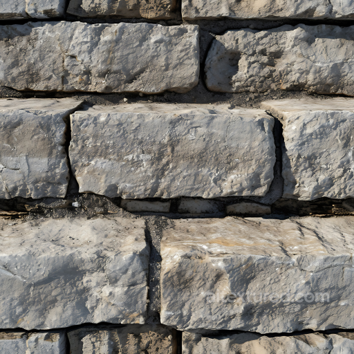 Weathered Stone Wall PBR Texture with Rough Limestone Blocks seamless Stone PBR texture