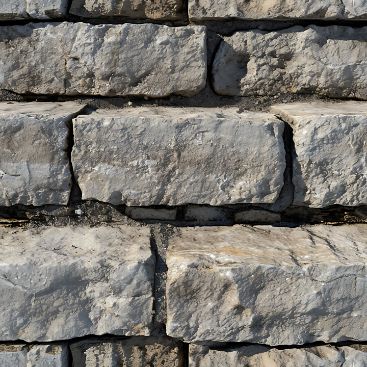 Weathered Stone Wall with Rough Limestone Blocks seamless PBR texture preview