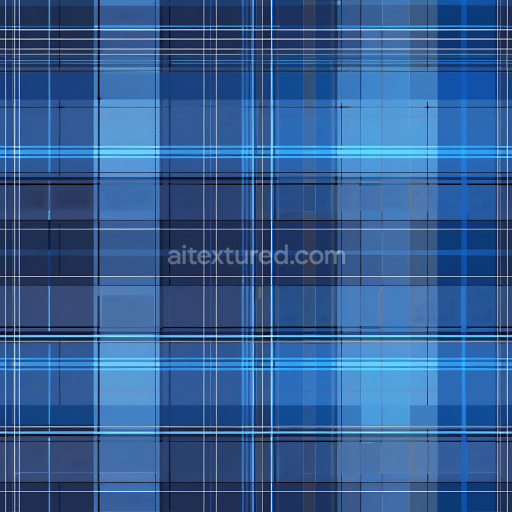 Seamless Blue Plaid 3D PBR Fabric Texture with Subtle Weave Detail