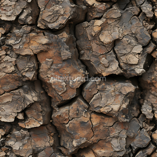 Seamless 3D cracked dry earth stone PBR texture with layered fissures and natural erosion