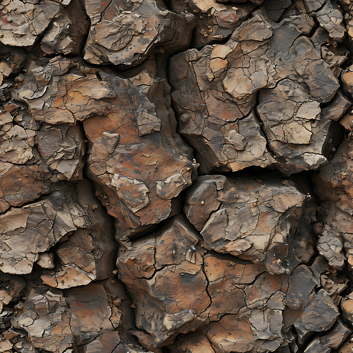 Cracked Dry Earth Stone With Layered Fissures And Natural Erosion seamless PBR texture preview