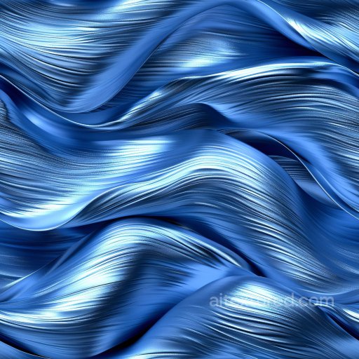 Seamless 3D PBR Texture of Glossy Blue Flowing Fabric with Fine Ridges texture preview