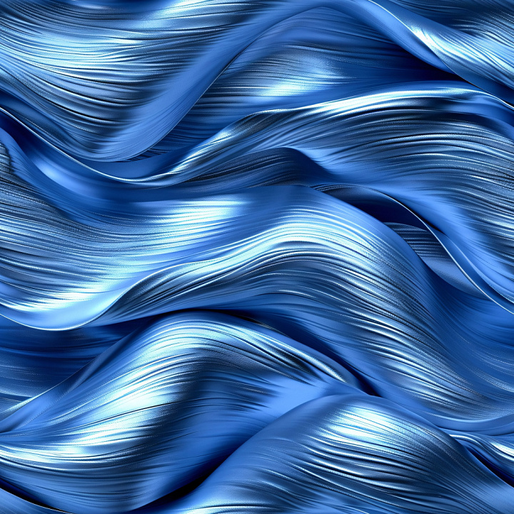 Glossy Blue Flowing Fabric with Fine Ridges seamless PBR texture preview