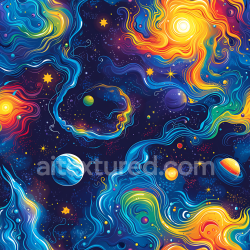 seamless Seamless 3D Space PBR Texture Featuring Vivid Cosmic Nebulae and Stylized Galaxy Elements texture 8k free download PBR