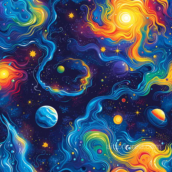 Space PBR Texture Featuring Vivid Cosmic Nebulae and Stylized Galaxy Elements Star, space, planets texture preview