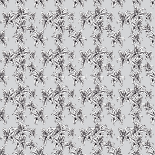 Seamless 3D PBR Texture with Detailed Monochrome Wild Flower Pattern