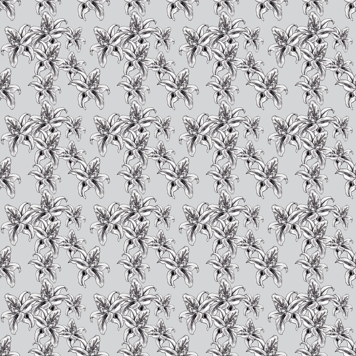 with Detailed Monochrome Wild Flower Pattern seamless PBR texture preview