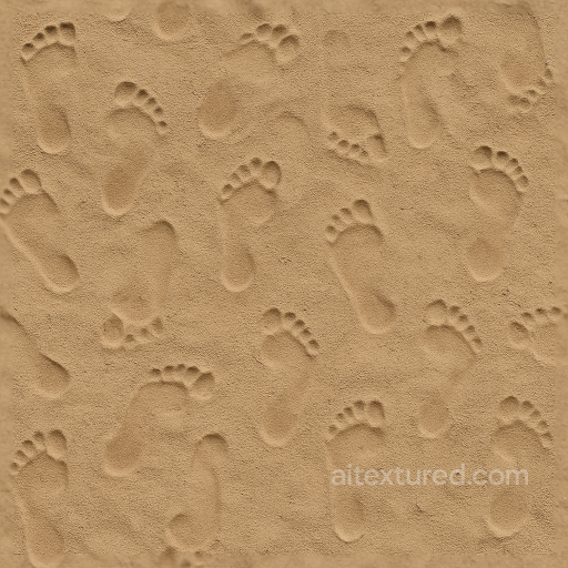 Of Barefoot Marks On Sandy Riverbank Sand Surface seamless Footprints PBR texture