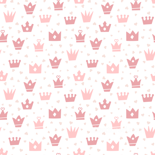 Featuring Pink Crown Pattern on White Background seamless Baby girl PBR texture