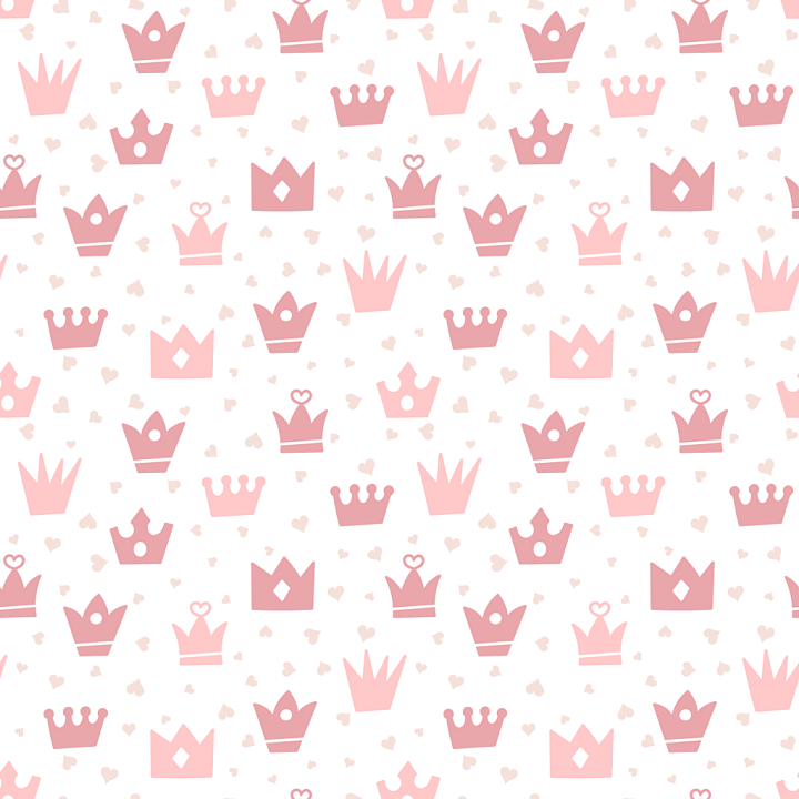 Featuring Pink Crown Pattern on White Background seamless PBR texture preview