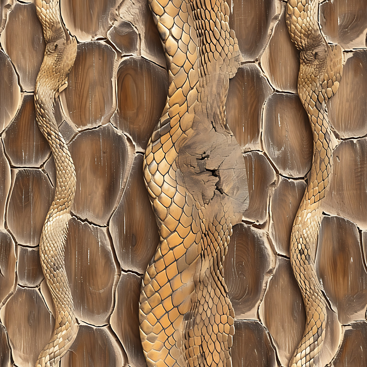 Wood With Exotic Snake-Scale Patterned Grain seamless PBR texture preview
