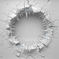 seamless Seamless 3D Cracked and Hole PBR Texture of White Plaster with Jagged Edges texture 8k free download PBR