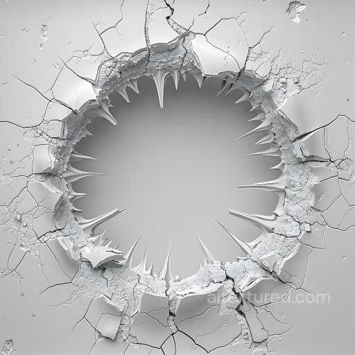 Cracked and Hole PBR Texture of White Plaster with Jagged Edges seamless Cracked & Holes PBR texture