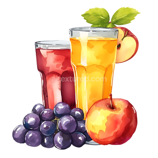 Preview — Fresh Grape and Apple Juice with Fruits Breakfast PNG Graphic