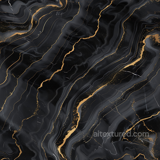 Black Marble PBR Texture with Elegant Gold Swirling Veins seamless Marble PBR texture