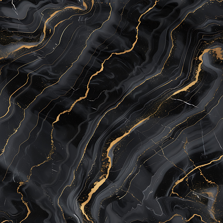 Black Marble with Elegant Gold Swirling Veins seamless PBR texture preview
