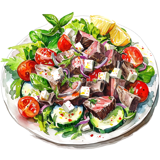 Preview — Breakfast Greek Lamb Salad with Feta, Tomatoes, and Lemon PNG