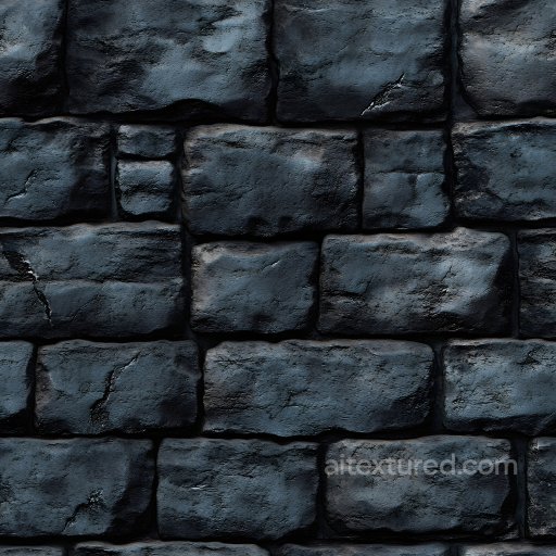 Cracked Dark Stone Brick Wall PBR Texture with Weathered Roughness seamless Brick PBR texture