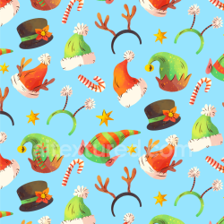 seamless Seamless 3D PBR festive hat and accessory pattern texture with bright colors texture 8k free download PBR