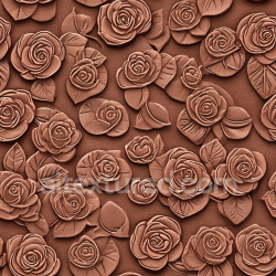 seamless Seamless 3D embossed rose leather PBR texture in warm brown with intricate floral details texture 8k free download PBR