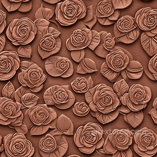 embossed rose leather PBR texture in warm brown with intricate floral details seamless Leather PBR texture