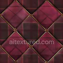 seamless Seamless 3D PBR Texture of Red Leather Plaid Pattern with Gold Trim texture 8k free download PBR