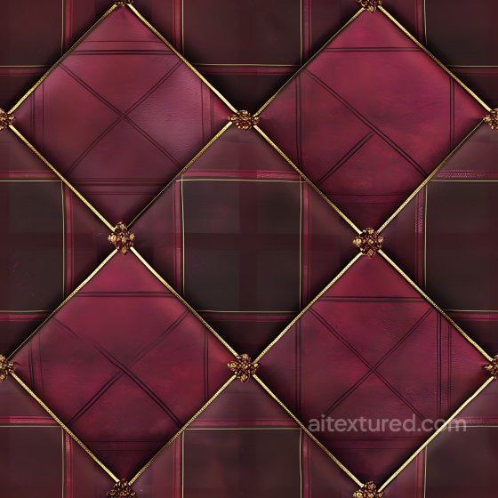 Red Leather Plaid Pattern Seamless Texture with Gold Trim Plaid texture preview