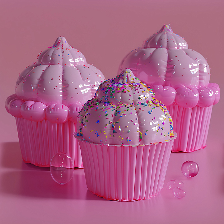 Inflated Pink Vinyl Puffy with Glossy Finish seamless PBR texture preview