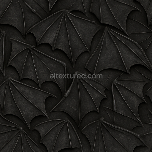 Seamless 3D Texture PBR 8K Halloween Black Bat Wing Surface