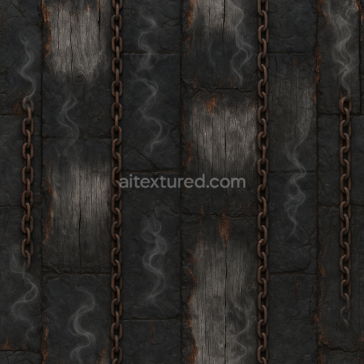 Seamless 3d texture pbr 8k burnt edges with charred wood and ash gray soot overlay