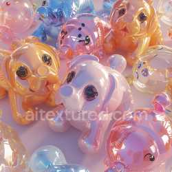 seamless Seamless 3D Inflated Balloon PBR Texture with Transparent Glossy Surface and Soft Pastel Colors texture 8k free download PBR