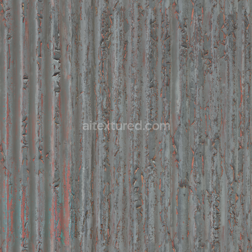 Worn Corrugated Iron — Corrugated Iron Rough Worn Chipped Corrugated — PBR seamless 3D texture