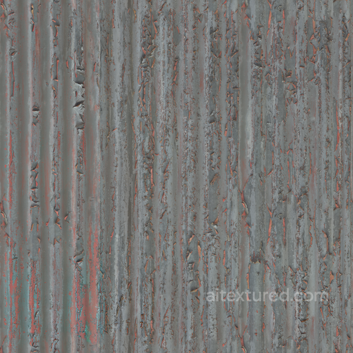 Worn Corrugated Iron - Corrugated Iron Rough Worn Chipped Corrugated seamless Metal PBR texture