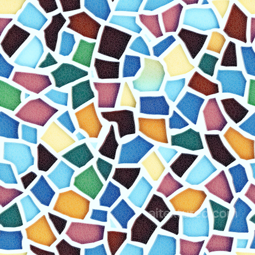 Mosaic PBR Texture Featuring Colorful Cracked Ceramic Tiles with Irregular Shapes seamless Mosaic PBR texture