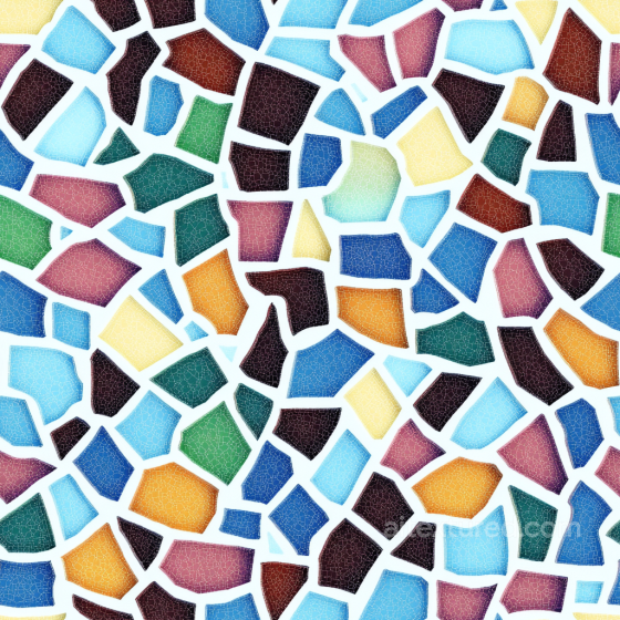 Mosaic PBR Texture Featuring Colorful Cracked Ceramic Tiles with Irregular Shapes Mosaic texture preview