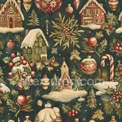 seamless Seamless 3D PBR Christmas Fabric Texture with Festive Holiday Motifs texture 8k free download PBR