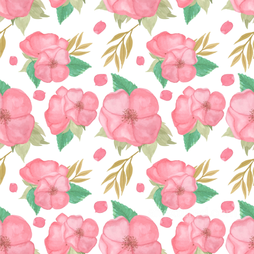 Pink Flower Fabric Texture with Watercolor Floral Pattern seamless Pink Flower PBR texture