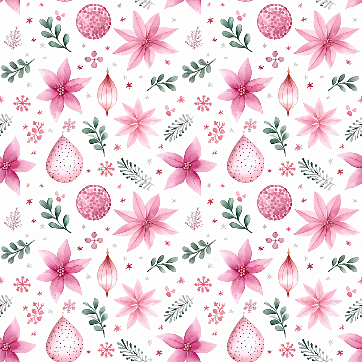 All Christmas Digital paper of Pink Floral Christmas Digital Paper Patt… seamless PBR texture preview