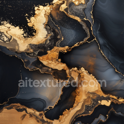 seamless Seamless 3D Alcohol Ink PBR Texture Featuring Black and Gold Fluid Marbling texture 8k free download PBR